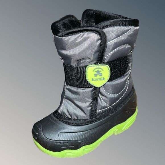 NIB Baby Kamik Toddler Infant Charcoal Neon Snowbug 5 Winter Boots Size 6 - Picture 9 of 9